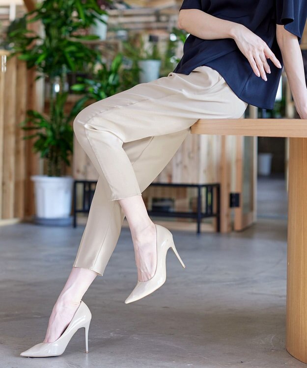 Tiaclasse 【洗える】ドロストテーパードパンツ ベージュ