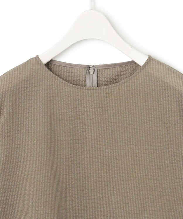 ICB 【洗える】コットンリップル Tブラウス オリーブ系