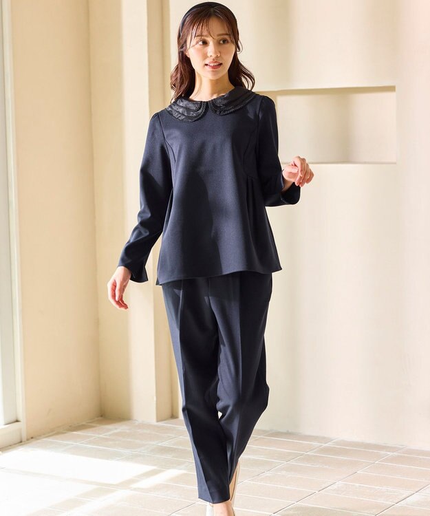 Feroux 【先行予約】2WAYレースカラー美シルエット セットアップ ネイビー系