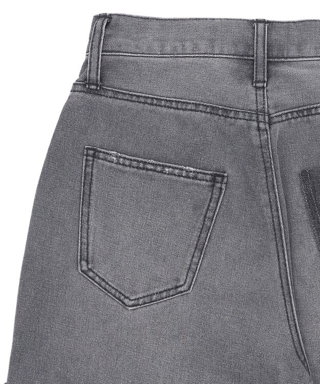 WEGO 【SMサイズ展開】サイドカットデニムストレートパンツ スミクロ