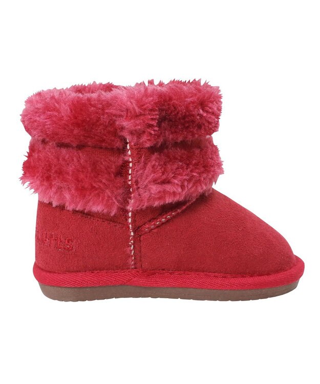 MIKI HOUSE HOT BISCUITS 【13-18cm】 ファー付き サイドリボンブーツ 赤