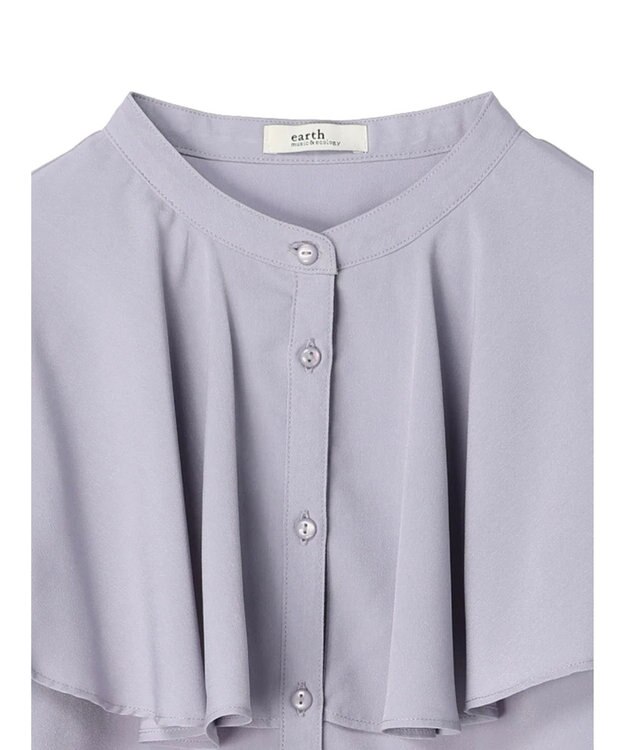 earth music&ecology ケープカラーブラウス Grayish Blue