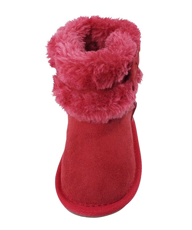 MIKI HOUSE HOT BISCUITS 【13-18cm】 ファー付き サイドリボンブーツ 赤