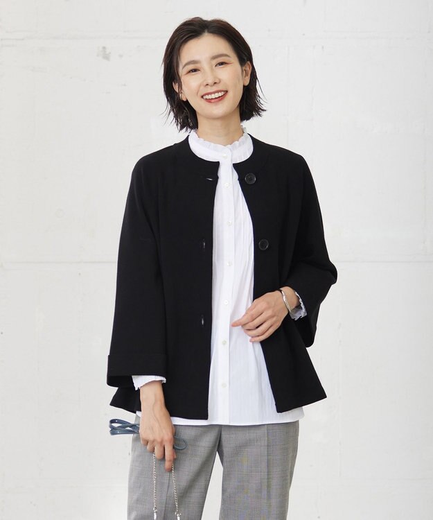 J.PRESS LADIES 【洗える】VIS/PE MILANO ニット ジャケット ブラック系