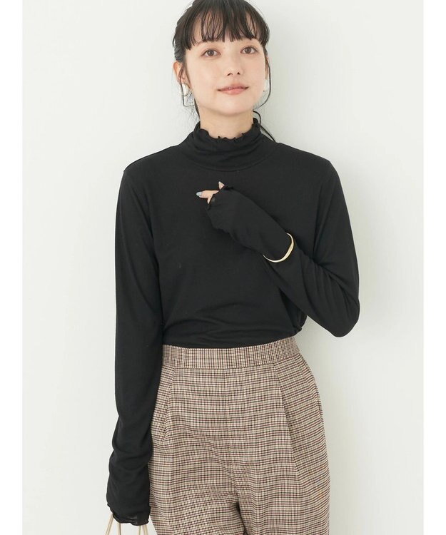 earth music&ecology シアータートルネックプルオーバー Black