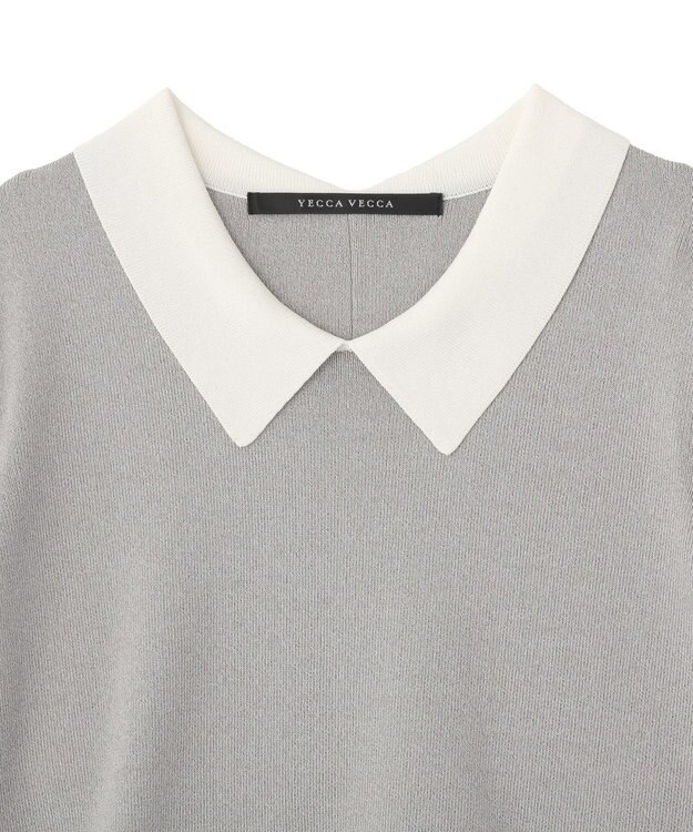 YECCA VECCA 2way襟付きフリルレイヤードニット Gray Mixture