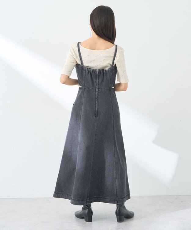 earth music&ecology サイドカットデニムキャミワンピース Black