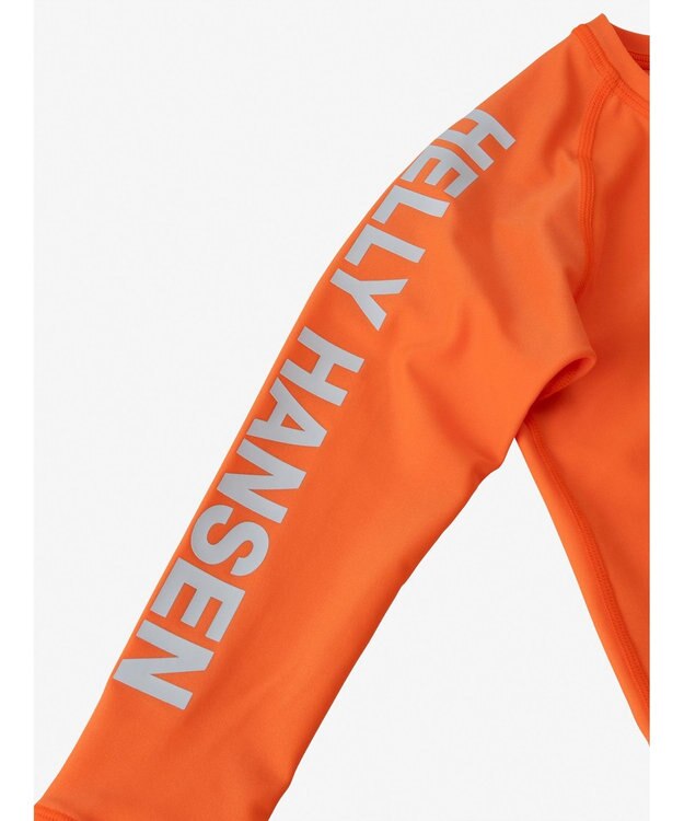 HELLY HANSEN 【キッズ・吸湿速乾・UVカット・耐海水・耐塩素・記名ラベル付】ロングスリーブフラッシュカラーラッシュガード フラッシュオレンジ