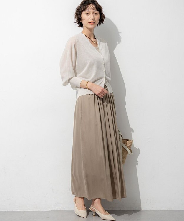23区 【先行予約】シルキーサテン ギャザースカート ベージュ系