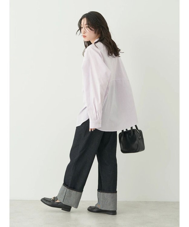 earth music&ecology ドルマンストライプシャツ Stripe Pink