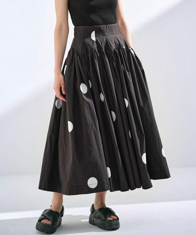 組曲 【組曲×setsuko sagittaire】カーヴィフレアスカート ブラック×ドット系5