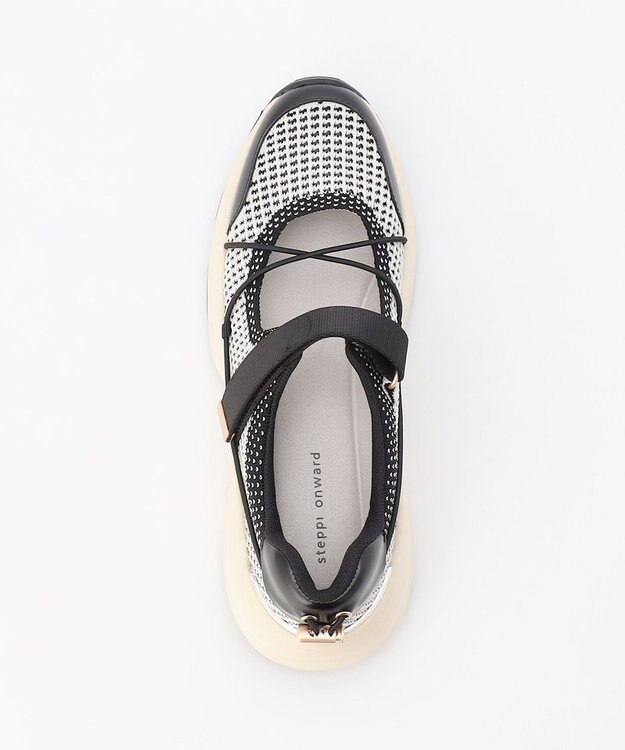 steppi ボリュームソール メリージェーン スニーカー ブラック×ホワイト