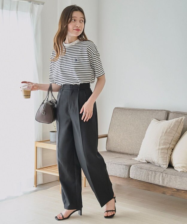 WEGO 【洗える/綿100%】USPOLOワンポイントTシャツ ホワイトボーダー