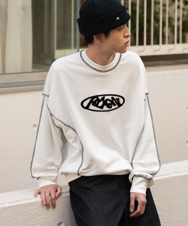 WEGO 【ユニセックス着用ITEM】ショートカラーステッチサガラロゴプルオーバー ホワイト