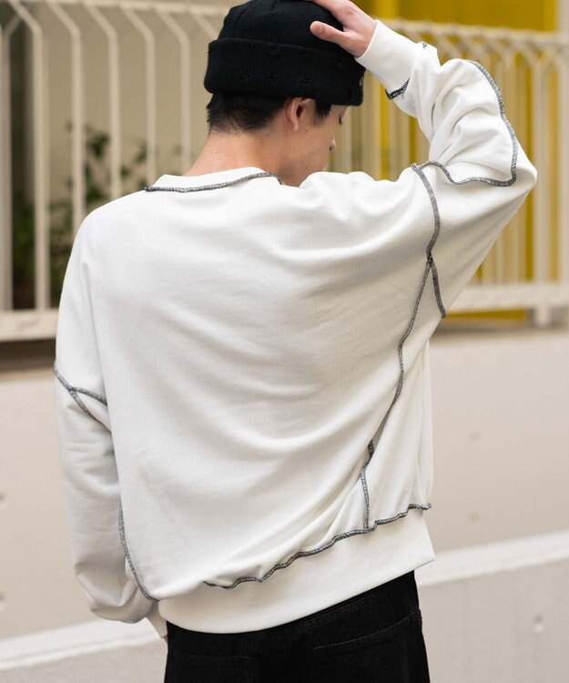 WEGO 【ユニセックス着用ITEM】ショートカラーステッチサガラロゴプルオーバー ホワイト