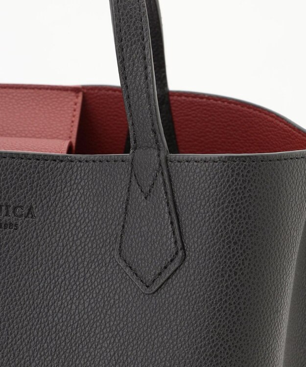 LA BAGAGERIE 【MONICA】バイカラーミディトートバッグ ブラック