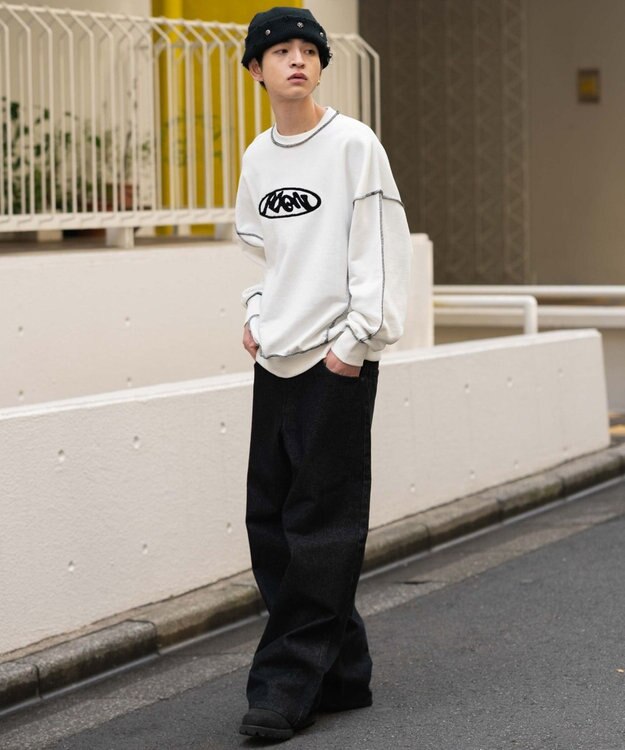 WEGO 【ユニセックス着用ITEM】ショートカラーステッチサガラロゴプルオーバー ホワイト