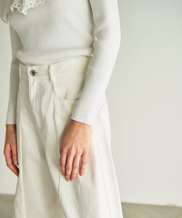 GRACE CONTINENTAL カットワークリブニットトップ ホワイト