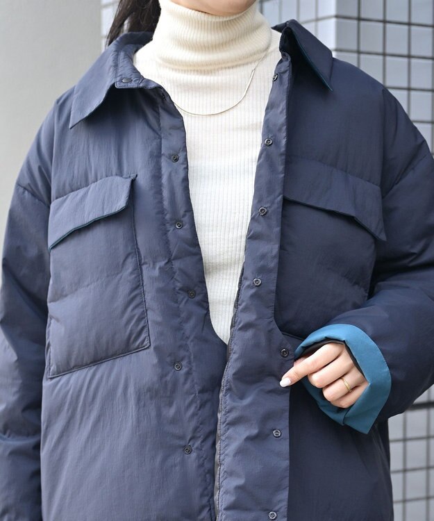 KWD 【日本製/高品質ダウン】LIGHT DOWN SHIRTS JACKET ライトダウンシャツジャケット ネイビー