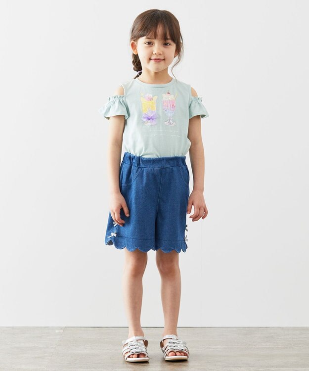 ANY KIDS オンオフショルダーパフェTシャツ ミント系