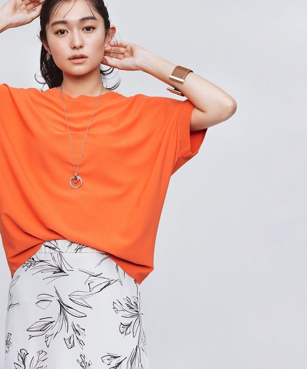 23区 S 【洗える】レーヨンポリエステルストレッチ ドルマン ニット オレンジ系