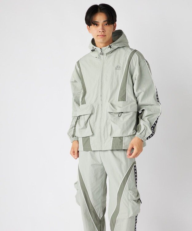OP／FILA 【Kappa】オーバーシルエット バンダナイロントラックジャケット グレー