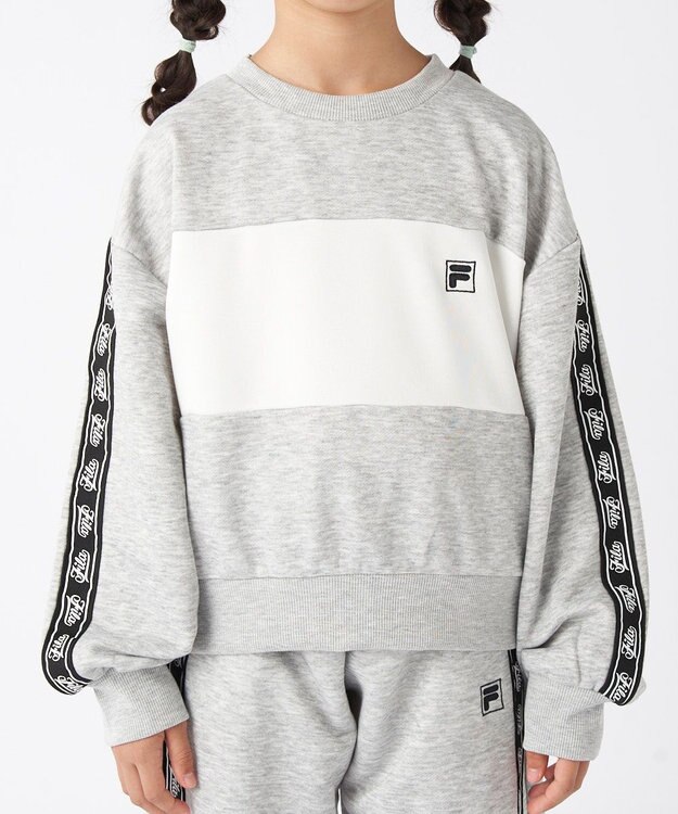OP／FILA 【FILA】モノクロカラークルーネックスウェット/キッズ 杢グレー