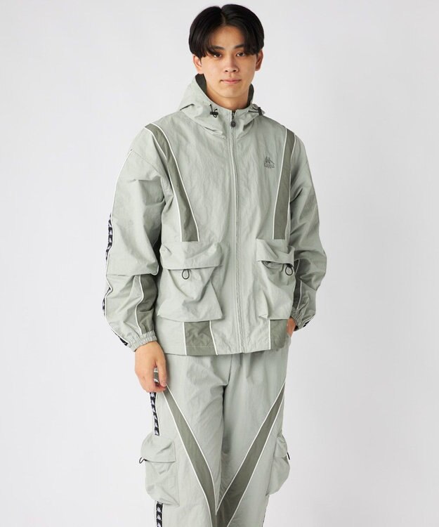 OP／FILA 【Kappa】オーバーシルエット バンダナイロントラックジャケット グレー