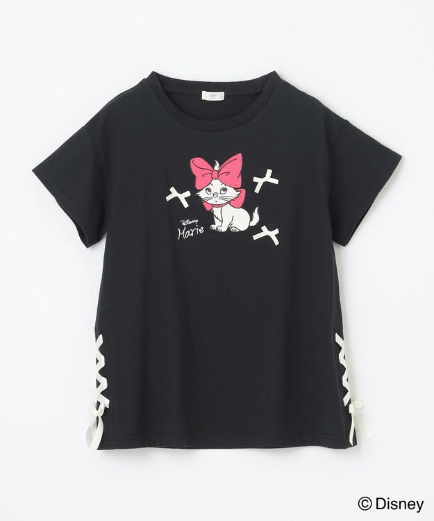 ANY KIDS 【ディズニー/マリー】レースアップ オーバー半袖Tシャツ ブラック