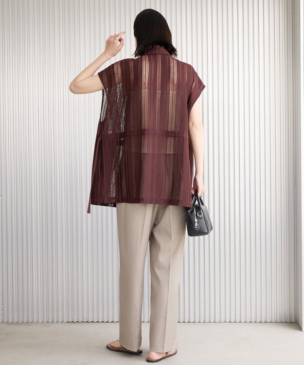 AMERICAN HOLIC 幾何学レースウエストドロストジャケット Chocolat