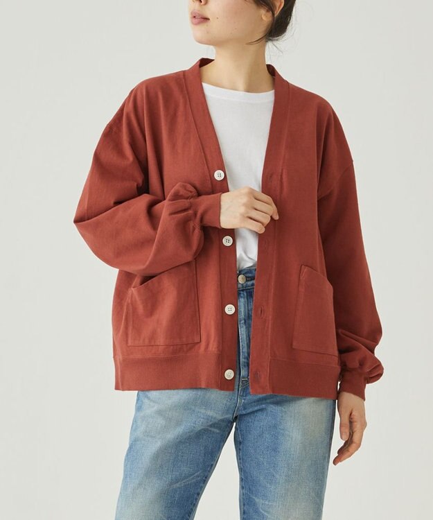 caqu caqu x GoodOn 9ozジャージー カーディガン azuki