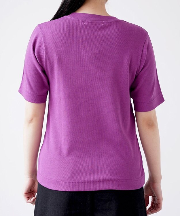 HAAG スマイルコットン BACK RIB T-SHIRTS Tシャツ パープル