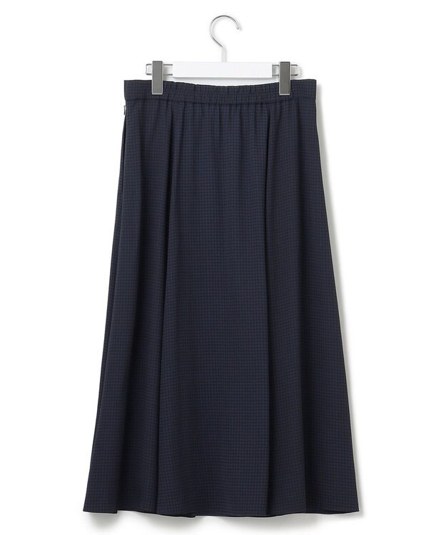 23区 【洗える】バックサテンアムンゼン千鳥プリント スカート ネイビー系5