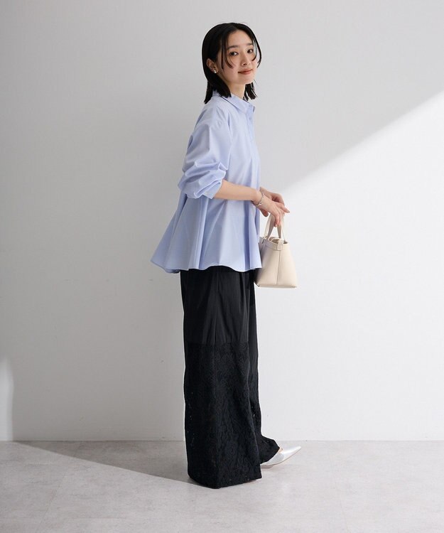 Green Parks 裾レースドッキングパンツ Black