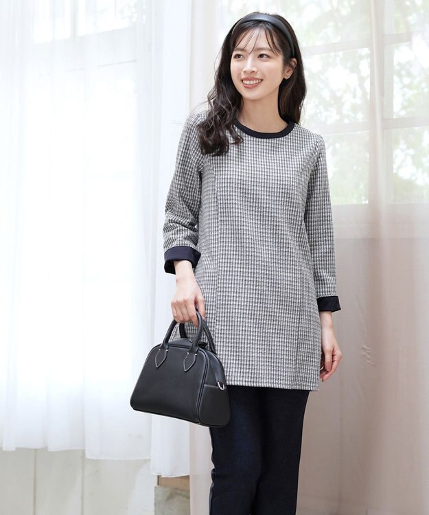 Tiaclasse 【洗える】ツイードチュニック グレー