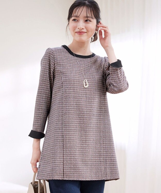 Tiaclasse 【洗える】ツイードチュニック ピンク