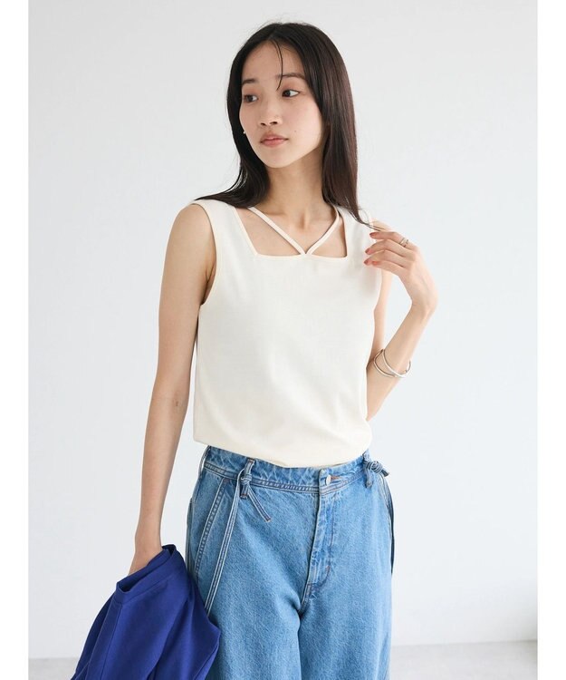 CRAFT STANDARD BOUTIQUE 前後2WAYスクエアデザインタンクトップ Ivory