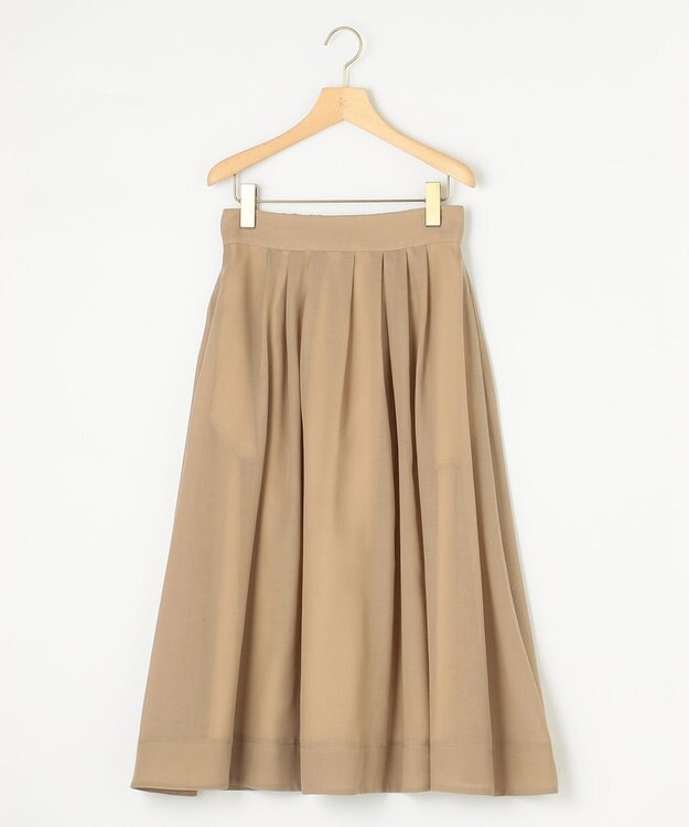 組曲 【洗える・イージーケア】カラーボイル フレアスカート ベージュ系