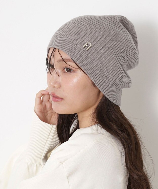 MOONBAT 【WEB限定】FURLA(フルラ)アーチロゴ付き ニット帽 帽子 UVカット 手洗いOK モカブラウン