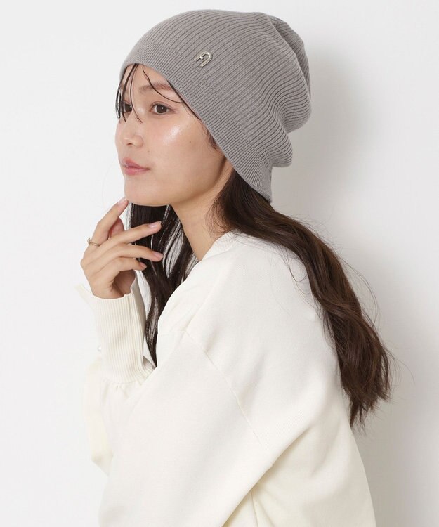 MOONBAT 【WEB限定】FURLA(フルラ)アーチロゴ付き ニット帽 帽子 UVカット 手洗いOK モカブラウン