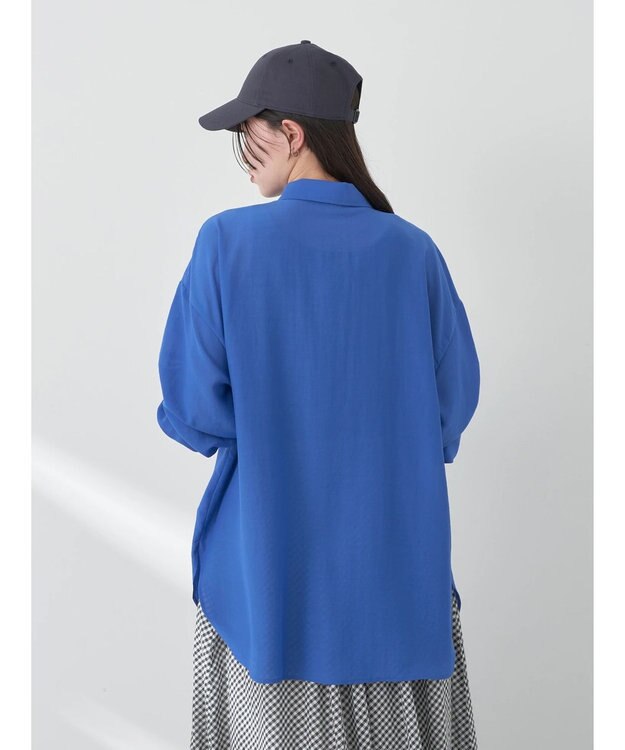 earth music&ecology シアーボーイズライクシャツ Royal Blue