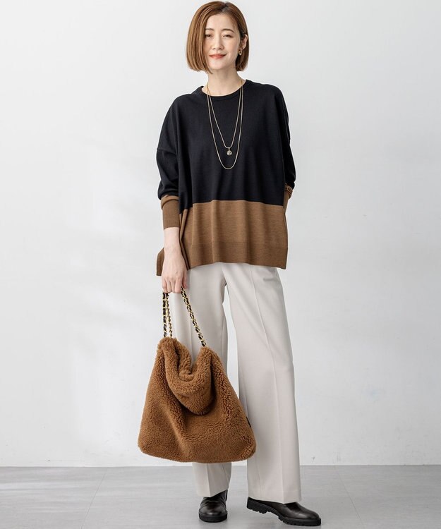 23区 VIOLAｄ’ORO エコムートン チェーンショルダー トートバッグ ブラウン系