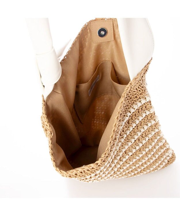 UNBILLION カシュカシュ cachecache / 柄ボーダークロッシェトート アイボリー