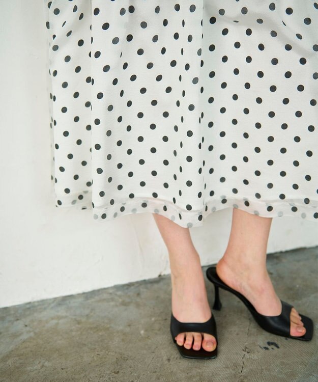 GRACE CONTINENTAL シアードットプリントスカート ホワイト