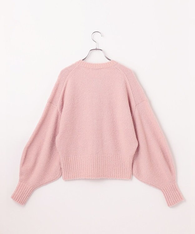 #Newans 【洗える】ボリュームスリーブニットカーディガン ピンク系