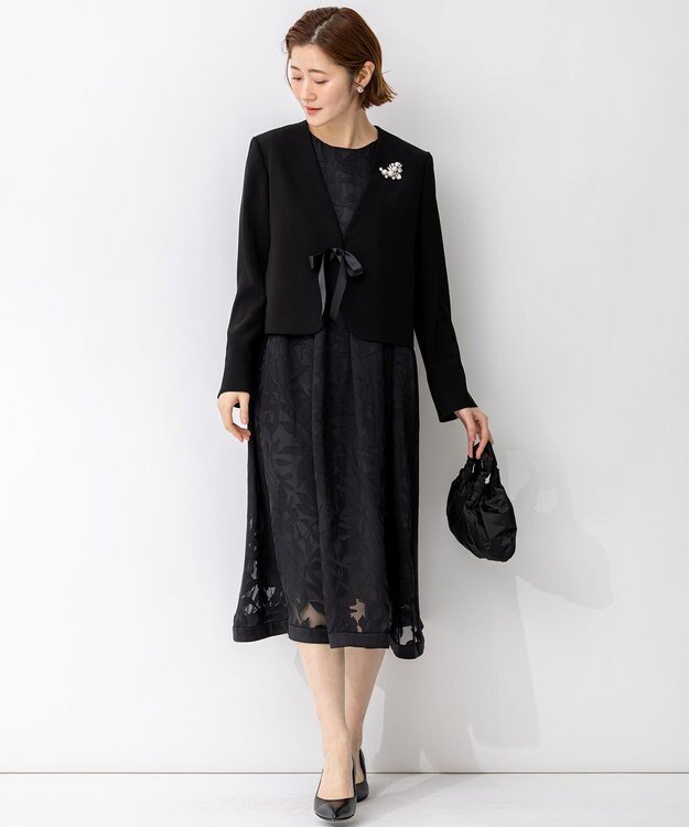 23区 L 【APPLAUDIR】シャドウフラワーオパール ドレス ブラック系