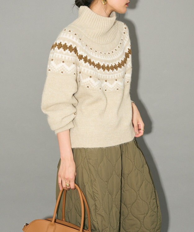 Green Parks ノルディック柄ジャガード織ニット Beige