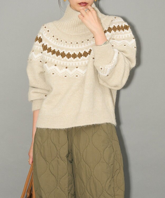 Green Parks ノルディック柄ジャガード織ニット Beige