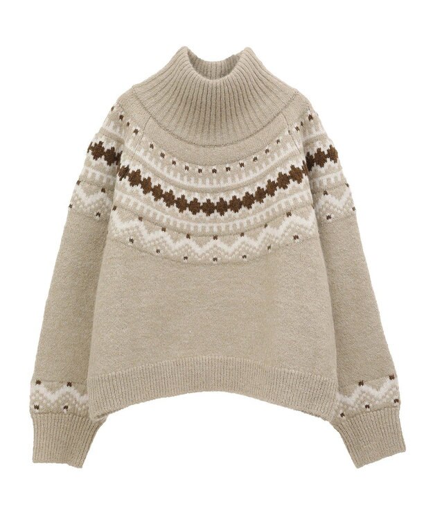 Green Parks ノルディック柄ジャガード織ニット Beige