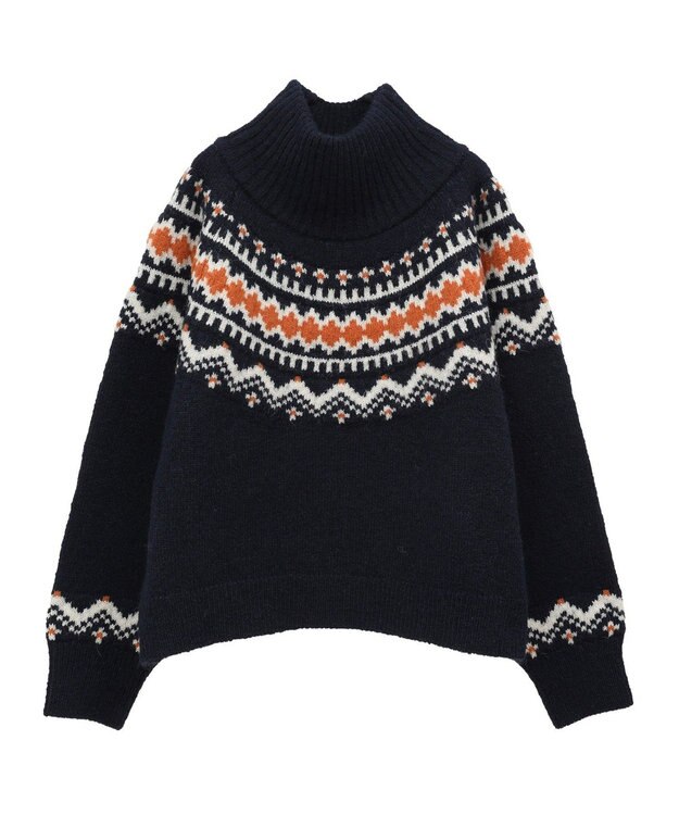 Green Parks ノルディック柄ジャガード織ニット Navy